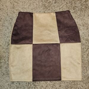 Blue Blush Brown and Tan Mini Skirt